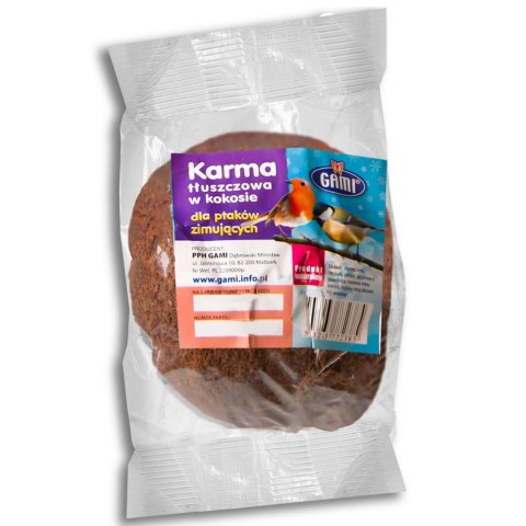 Gami Kokos tłuszczowy cały 0.5kg - pokarm dla ptaków dzikich Gami Kokos tłuszczowy cały 0.5kg - pokarm dla ptaków dzikich