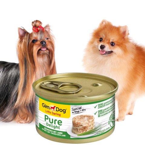 Gimdog Pure Delight 85g - karma dla małych psów kurczak i jagnięcina w galarecie Gimdog Pure Delight 85g - karma dla małych psów kurczak i jagnięcina w galarecie