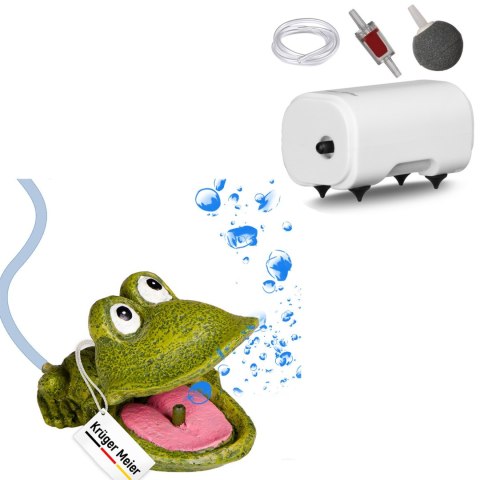 Kruger Meier Froggy Bubble Set - Ozdoba z napowietrzaczem do akwarium Kruger Meier Froggy Bubble Set - Ozdoba z napowietrzaczem do akwarium