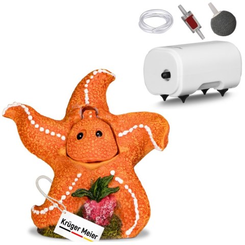 Kruger Meier Happy Starfish Set - Ozdoba z napowietrzaczem do akwarium Kruger Meier Happy Starfish Set - Ozdoba z napowietrzaczem do akwarium